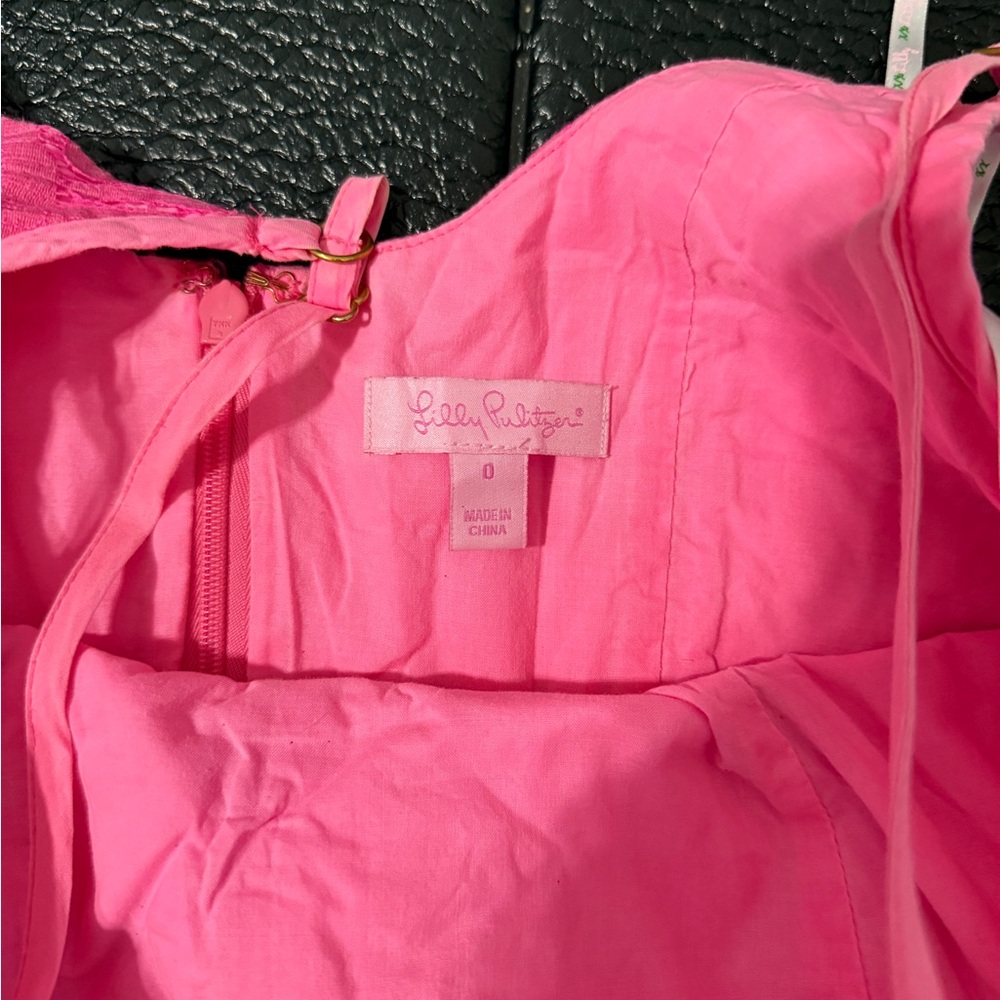 🌸 Lilly Pulitzer Hot Pink Eyelet Sundress – Size 0 - Picture 2 of 3